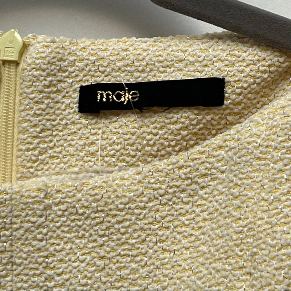 NWOT Maje Risoleil Pale Yellow Tweed Dress—No size tag - Picture 12 of 15
